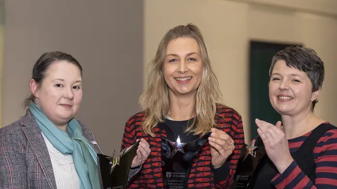 L-r: Senga Robertson-Albertyn, Professor Mel Woods, Dr Amy Rogers