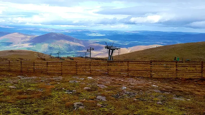 Image of ski slopes in summer in Scotland