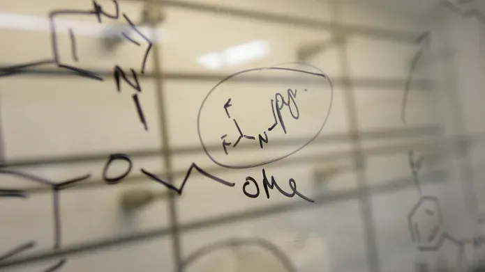 molecules drawn on a transparent surface
