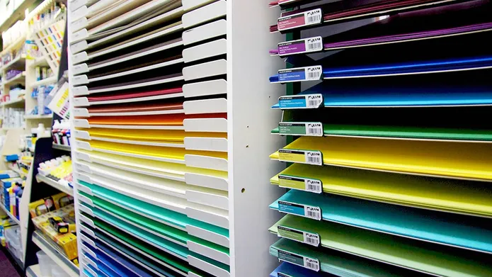 A column of brightly coloured paper