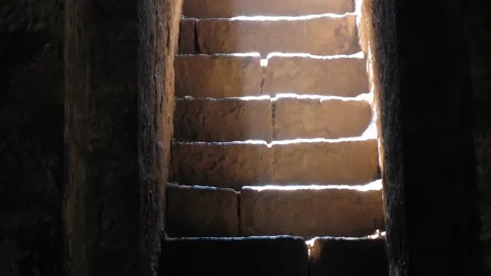 Stone steps with sunlight