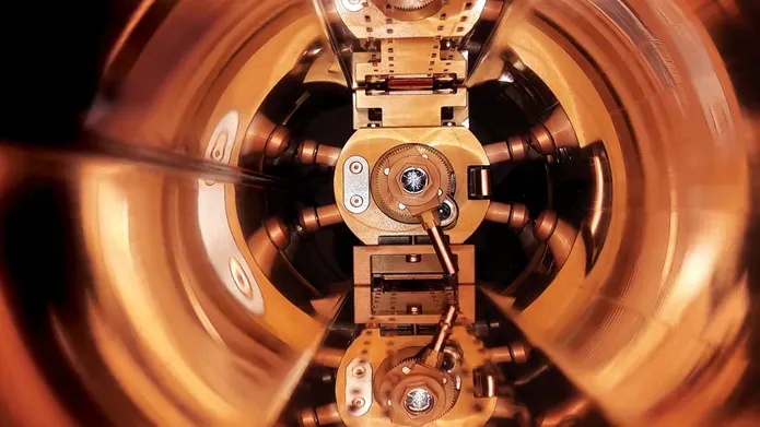 Image of robot inside a 74millimetre-aperture LHC beam screen
