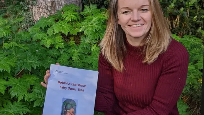 Gill posing with fairy trail leaflet