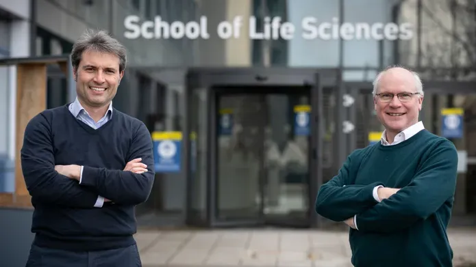 Pic of Professors Ciulli and Sir Mike Ferguson