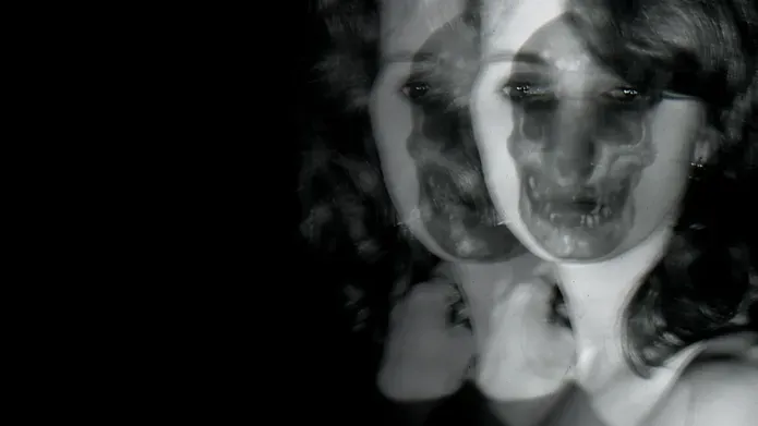 a distorted photo of a woman