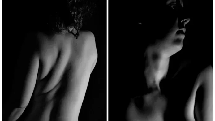 abstract black and white photographs of Isla's bare body