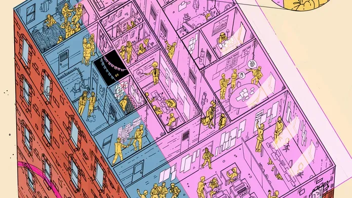 Another Day in the Office by Beth Fuller. A 2D illustration of a young intern working in a hectic Dundee publishing office..jpg