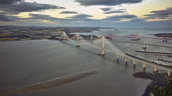 an aerial view of the Edinburgh road bridge