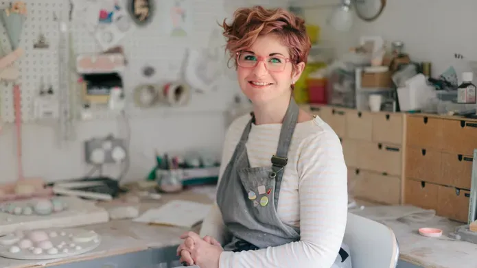 Rebecca Wilson in her craft workshop