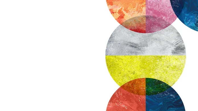 Coloured dots on a white background