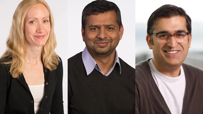 portrait of one woman and two men