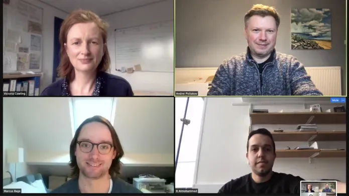 screenshot of zoom meeting showing four members of staff