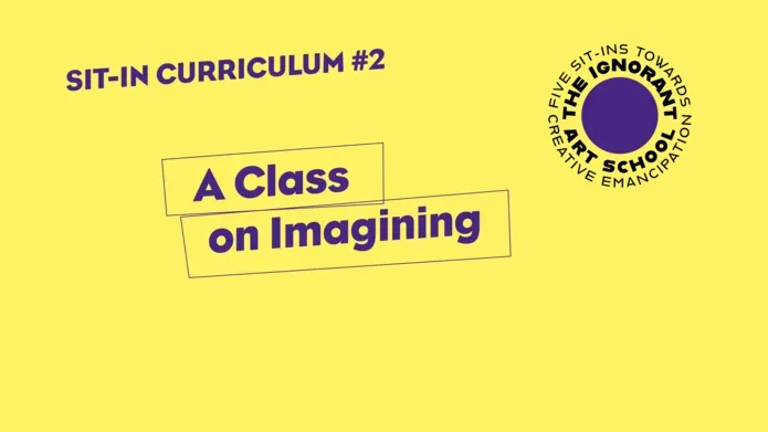 Yellow poster with purple text A Class on Imagining