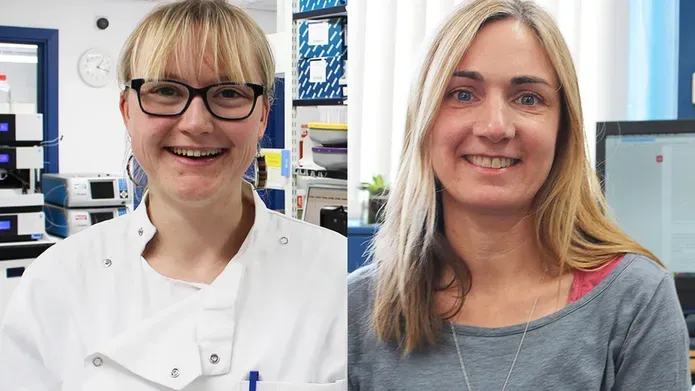 two women side by side, in labs