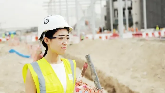 Jacqueline Wang on a construction site.