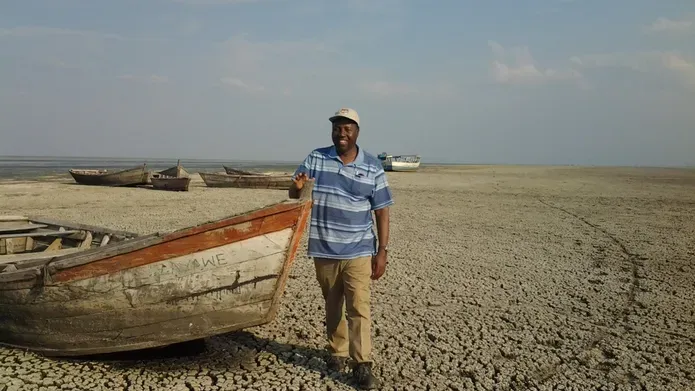 Professor Sosten Chiotha at Lake Chilwa, Malawi.