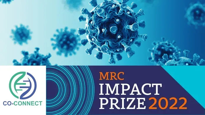Image of a covid cell with the text MRC Impact Prize 2022