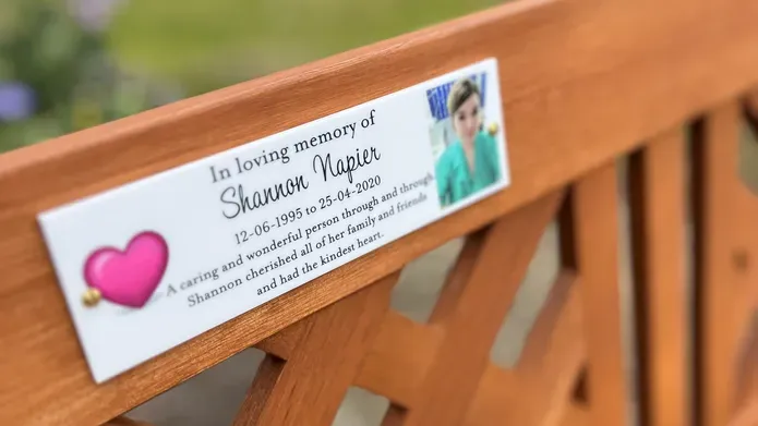 Close-up of Shannon Napier's memorial