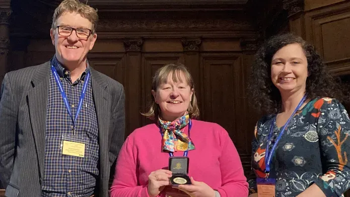 From left: Professor Colin Sutherland, BSP President, Dr Susan Wyllie with her CA Wright medal and Professor Jo Hamilton, BSP Vice President.