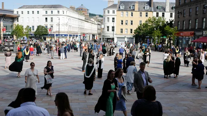 People in the City Square at Graduation