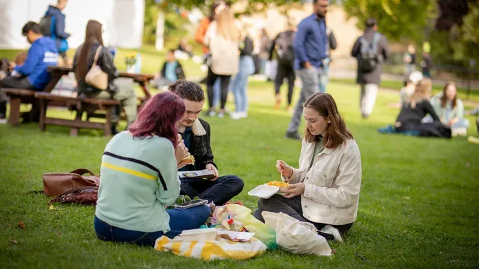 Students on campus green