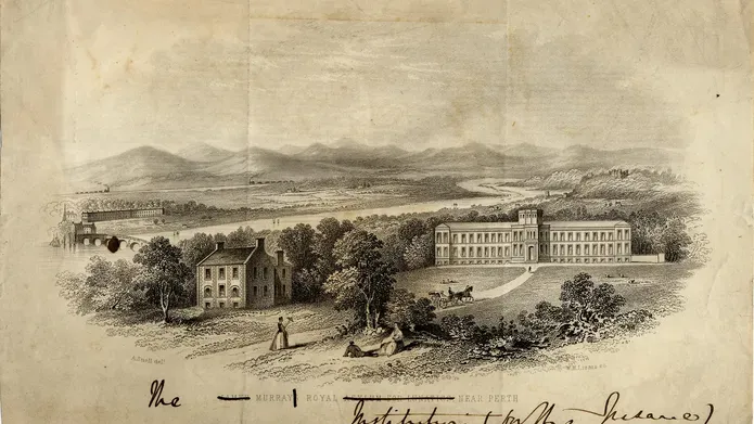 An old sketch of a building.