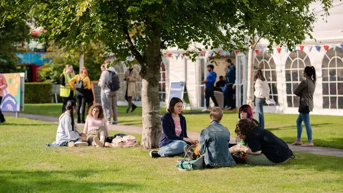 Student on Campus Green during Welcome