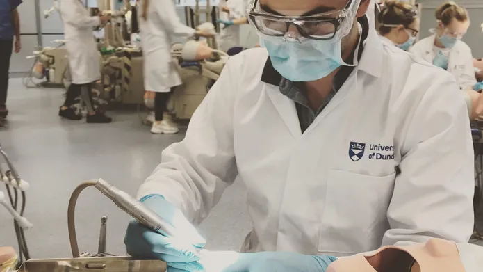 Dental student training in the lab