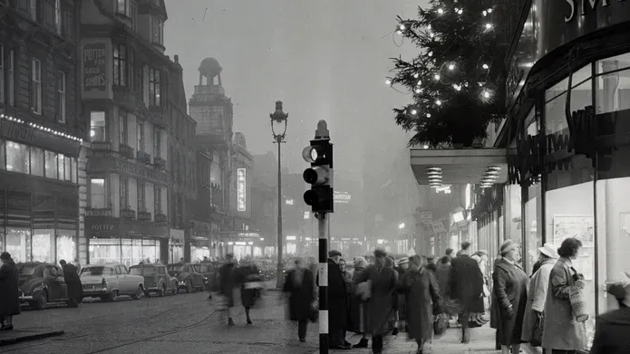 Murraygate at Christmas by Alex Coupar, 1960s