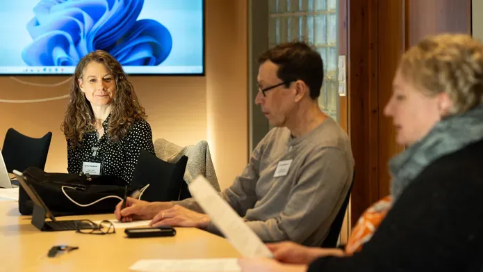 A discussion session taking place with Professor Megan O'Neill (left) as part of the Clarus project in Oslo, Norway.