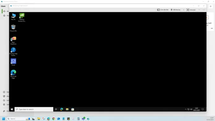 Screenshot of a My Desktop virtual machine window running on a client machine