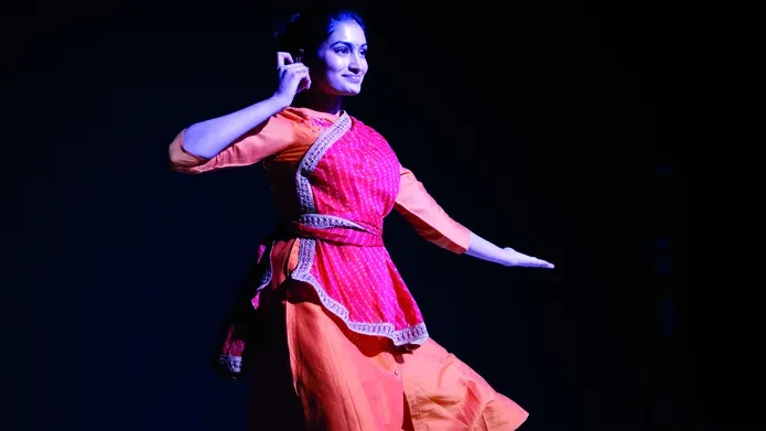 Student dancing as part of Diwali celebrations