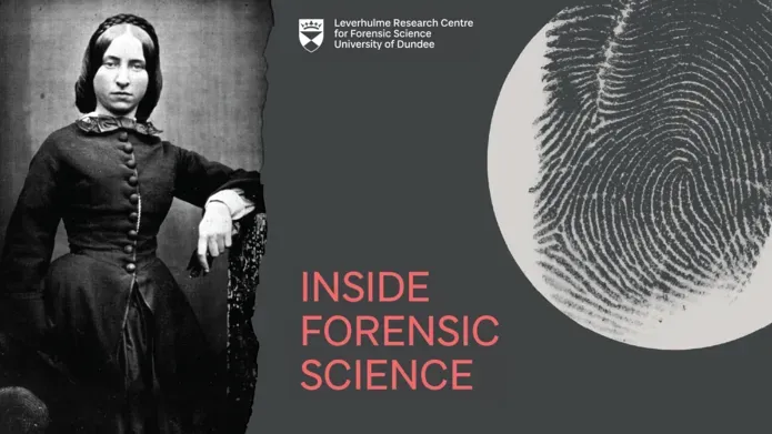Image contains a photo of Madeleine Smith on the left. On the right of the image is the Inside Forensic Science podcast logo.