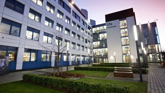 White building with "life sciences" written on the side