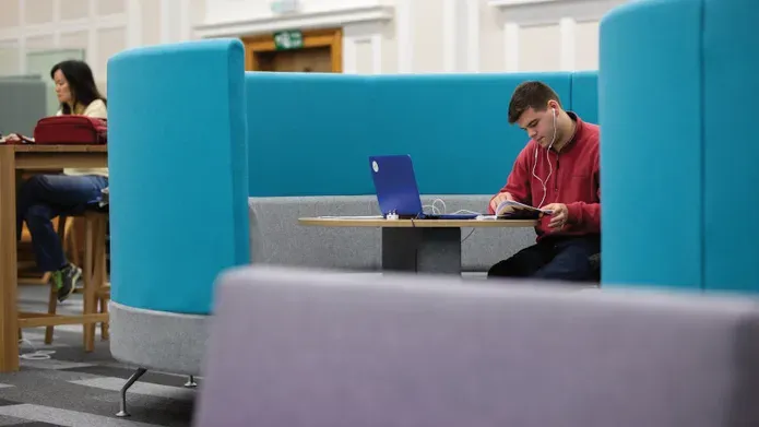 Scrymgeour Building study space with people studying