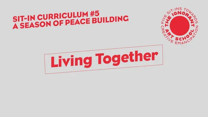 Title slide in red and grey reads Living Together - stretched diagonally across the screen in an irregular box
