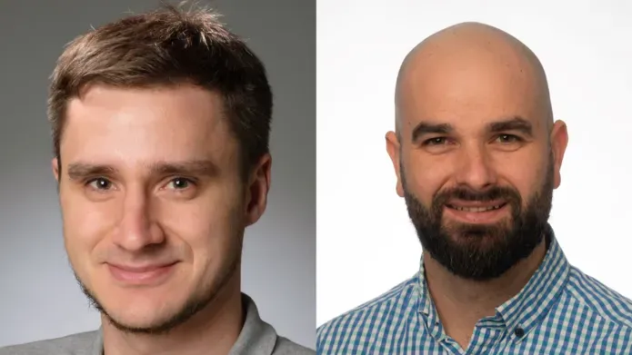 head images of two men, one bald and one with hair