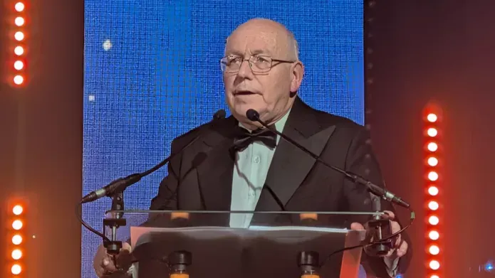 Professor Sir Philip Cohen making a speech on receipt of his award at The Courier Business Awards 2025