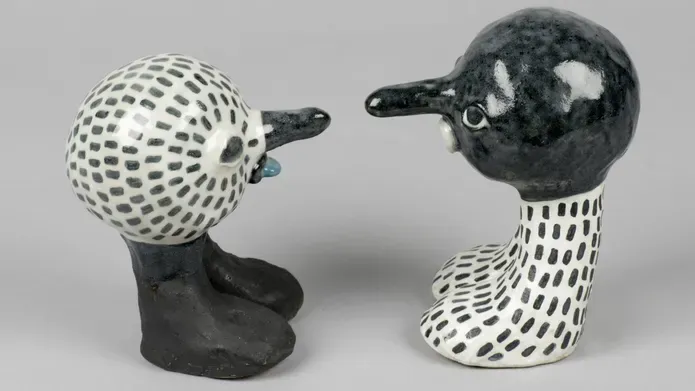 Patterned Birds - pair of ceramics by Veera Krouglov