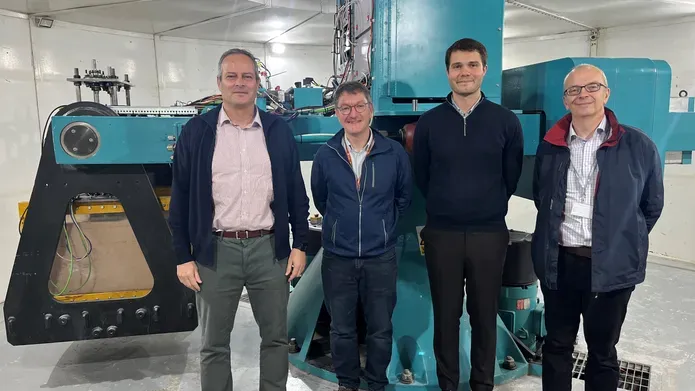 Ernesto Bonafe, Michael Brown, Bastian Jansen and Moray Newlands, in the centrifuge facility within the School of Science and Engineering at the University of Dundee.