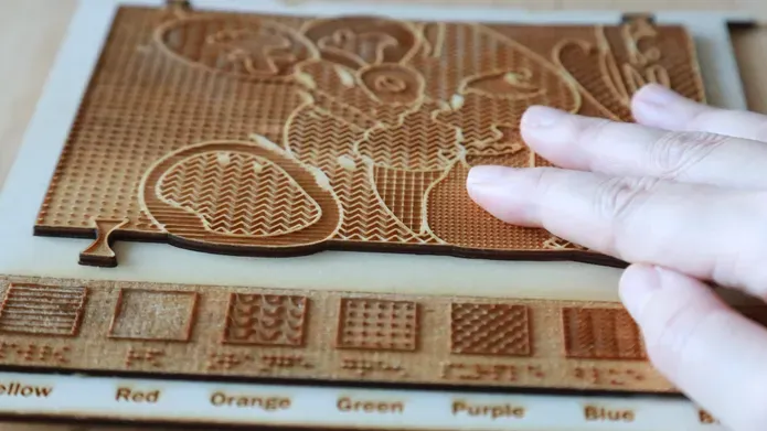 A hand feeling one of Jinyu Han's tactile models