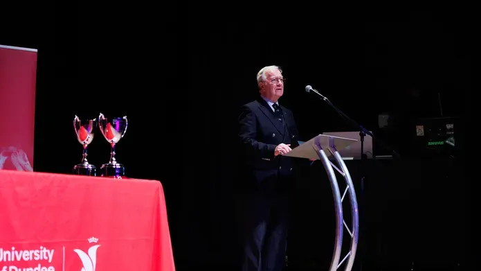 Former Sports Union President John Carvell giving a speech at the Blues and Colours Awards Ceremony