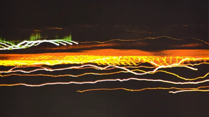 screenprint featuring light trails by Sally May