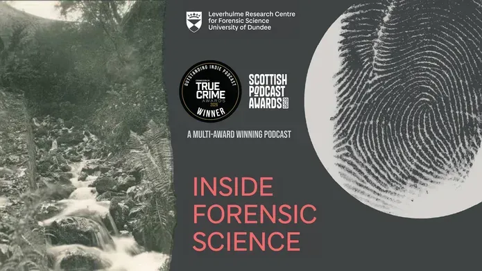 Inside Forensic Science  S4 Banner awards with a finger print to the right