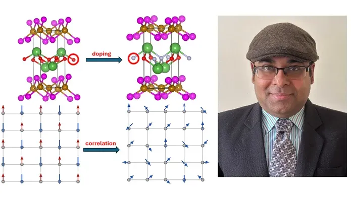 The abstract graphic (left) from the paper showing the mechanism of suppression of magnetism and emergence of superconductivity and Dr Banerjee’s (right) photo which was posted in the collection