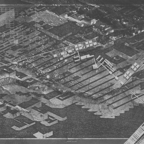 Site plan overview of the formation of pueblo through a system arrangement.