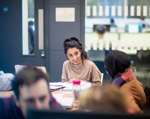 Students studying in a library