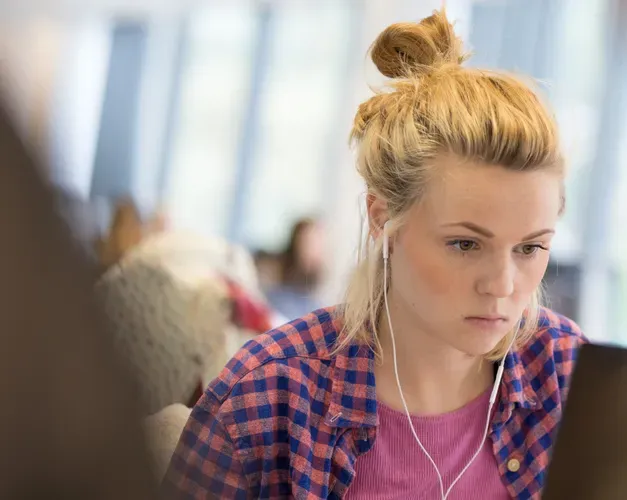 Student studying in an IT suite