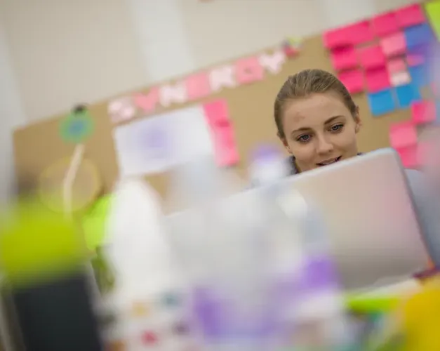 Student working on computer