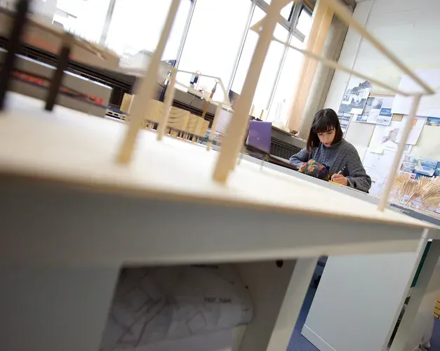 Student working in a design studio
